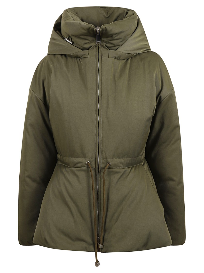 Alexander McQueen Relaxed Silhouette Coat With High Collar Groen