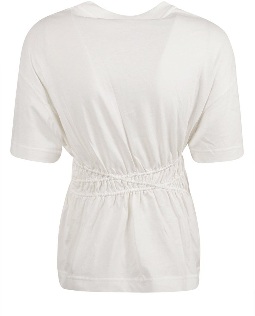 Alexander McQueen Relaxed-Fit White T-Shirt With Gathered Waistline Wit