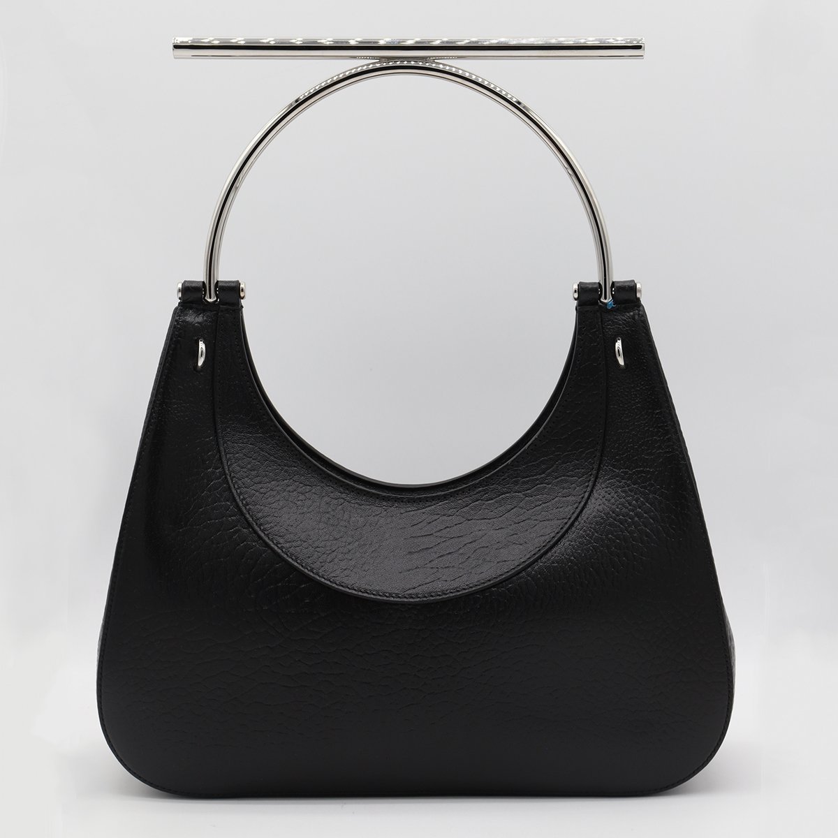 Alexander McQueen Sleek Handbag With Circular Metal Handle And Minimalist Design Zwart