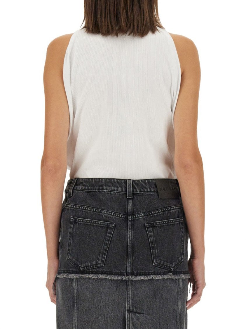 Alexander McQueen Ribbed Tank Top Wit