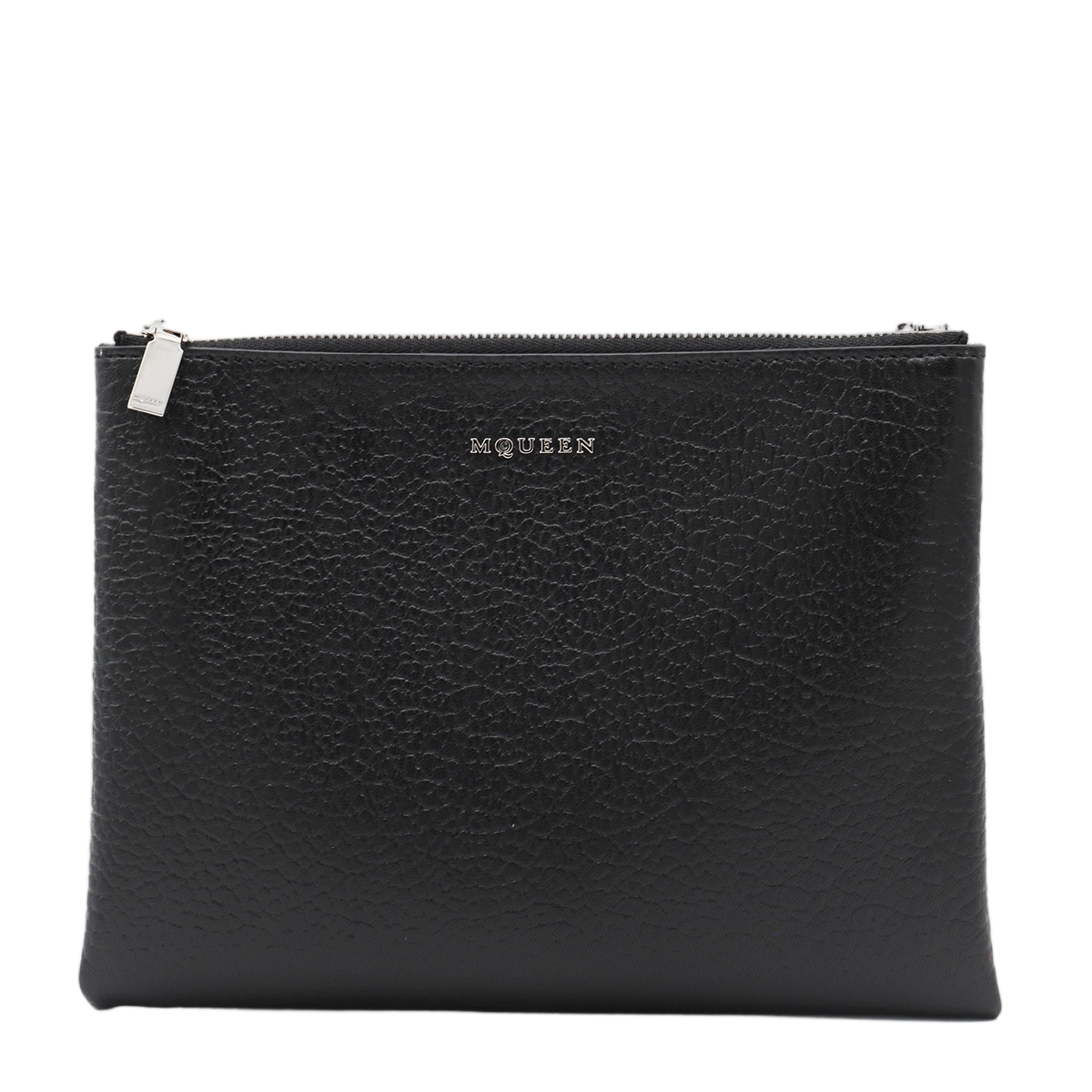 Alexander McQueen Textured Black Rectangular Bag With Zippered Closure Zwart