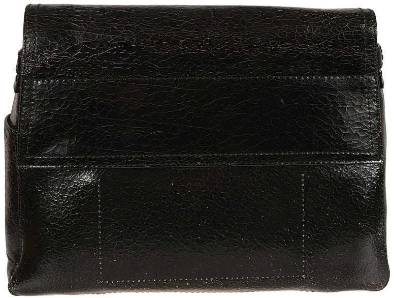Alexander McQueen Textured Black Calf Leather Flap Bag Zwart