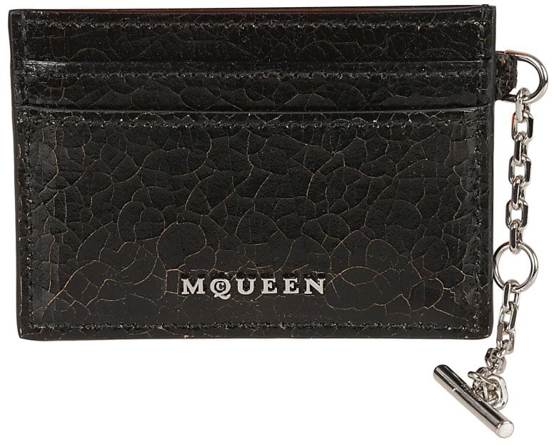 Alexander McQueen Textured Calf Leather Wallet Zwart