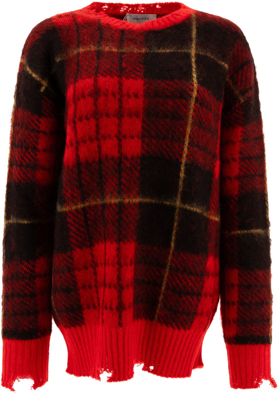 Alexander McQueen "Tartan Distressed" sweater Rood