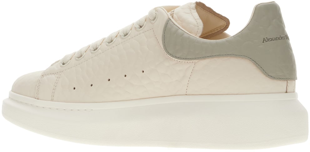 Alexander Mcqueen Ivory leather sneakers with grey leather heel Neutraal