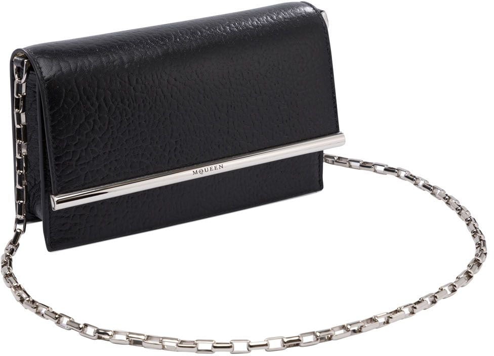 Alexander McQueen Structured Black Bag with Metallic Accent Zwart