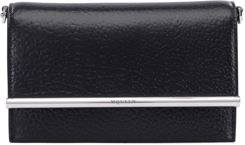 Alexander McQueen Structured Black Bag with Metallic Accent Zwart