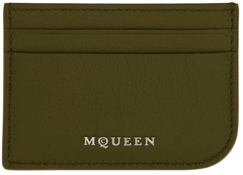 Alexander McQueen Leather Card Holder Groen