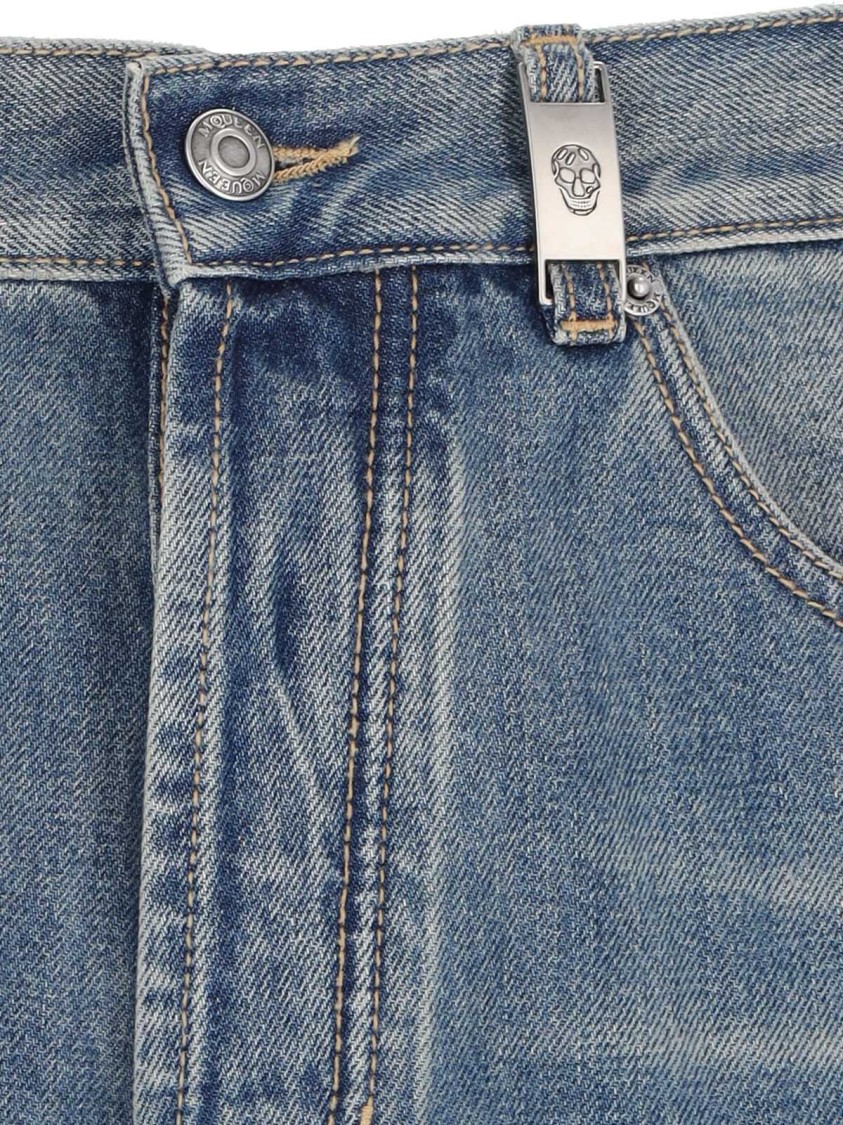 Alexander McQueen Distressed Straight Jeans – Blue Blauw