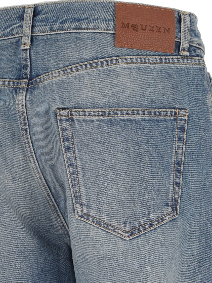 Alexander McQueen Distressed Straight Jeans – Blue Blauw