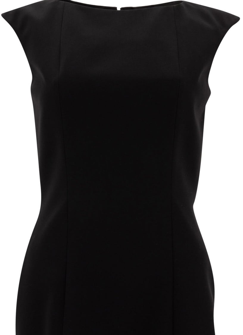 Alexander McQueen Wool Dress With Minimalist Silhouette And Refined Texture Zwart