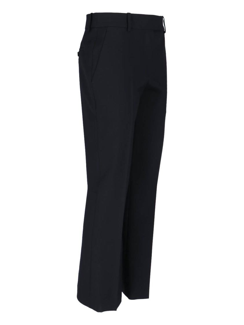 Alexander McQueen High-Waisted Black Wool Palazzo Pants Zwart
