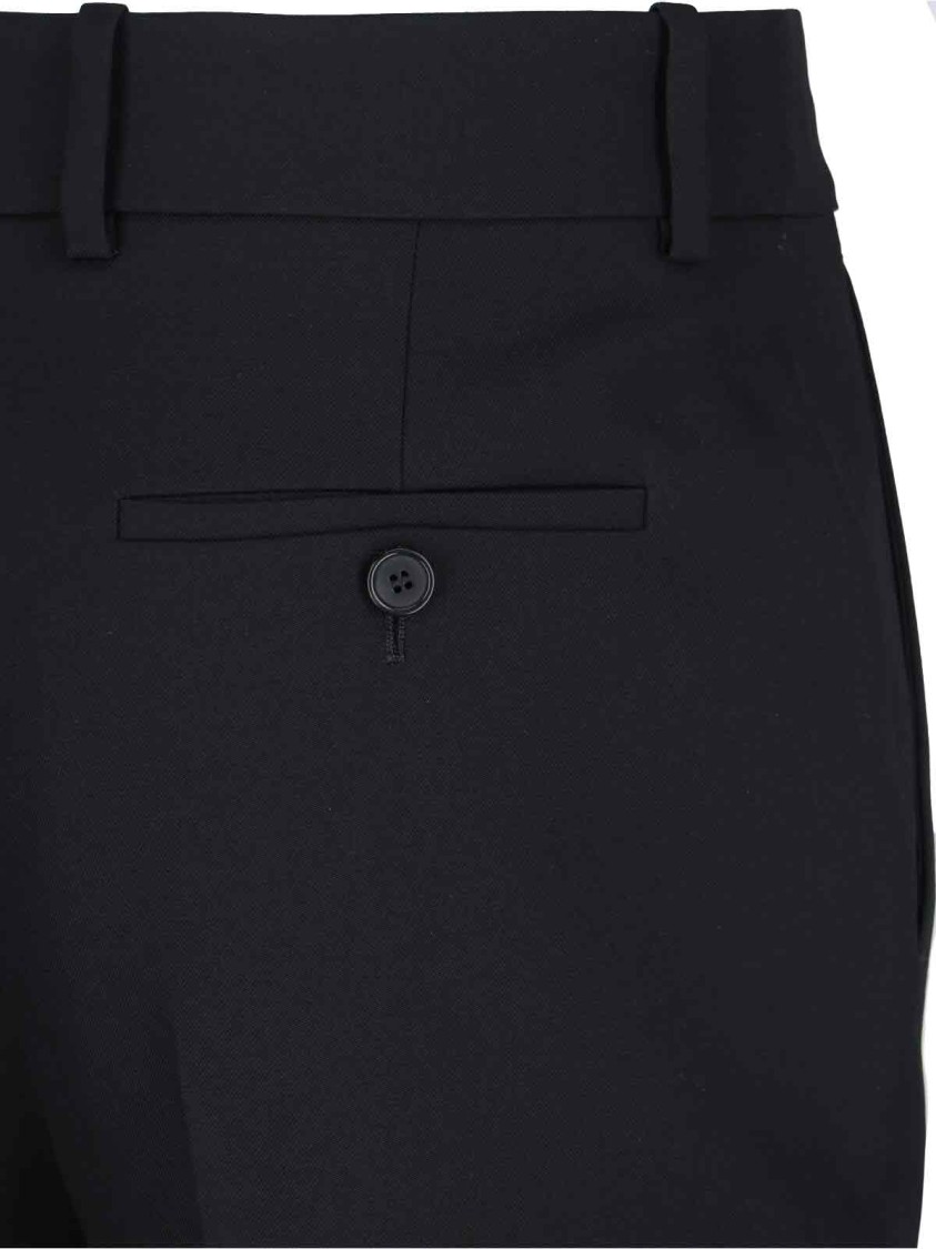 Alexander McQueen High-Waisted Black Wool Palazzo Pants Zwart