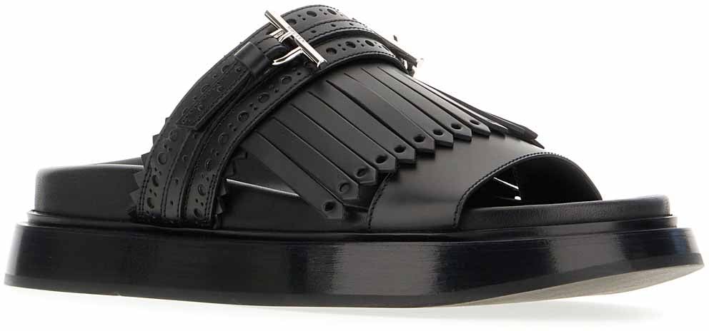 Alexander McQueen Alexander McQueen Black leather slippers Zwart