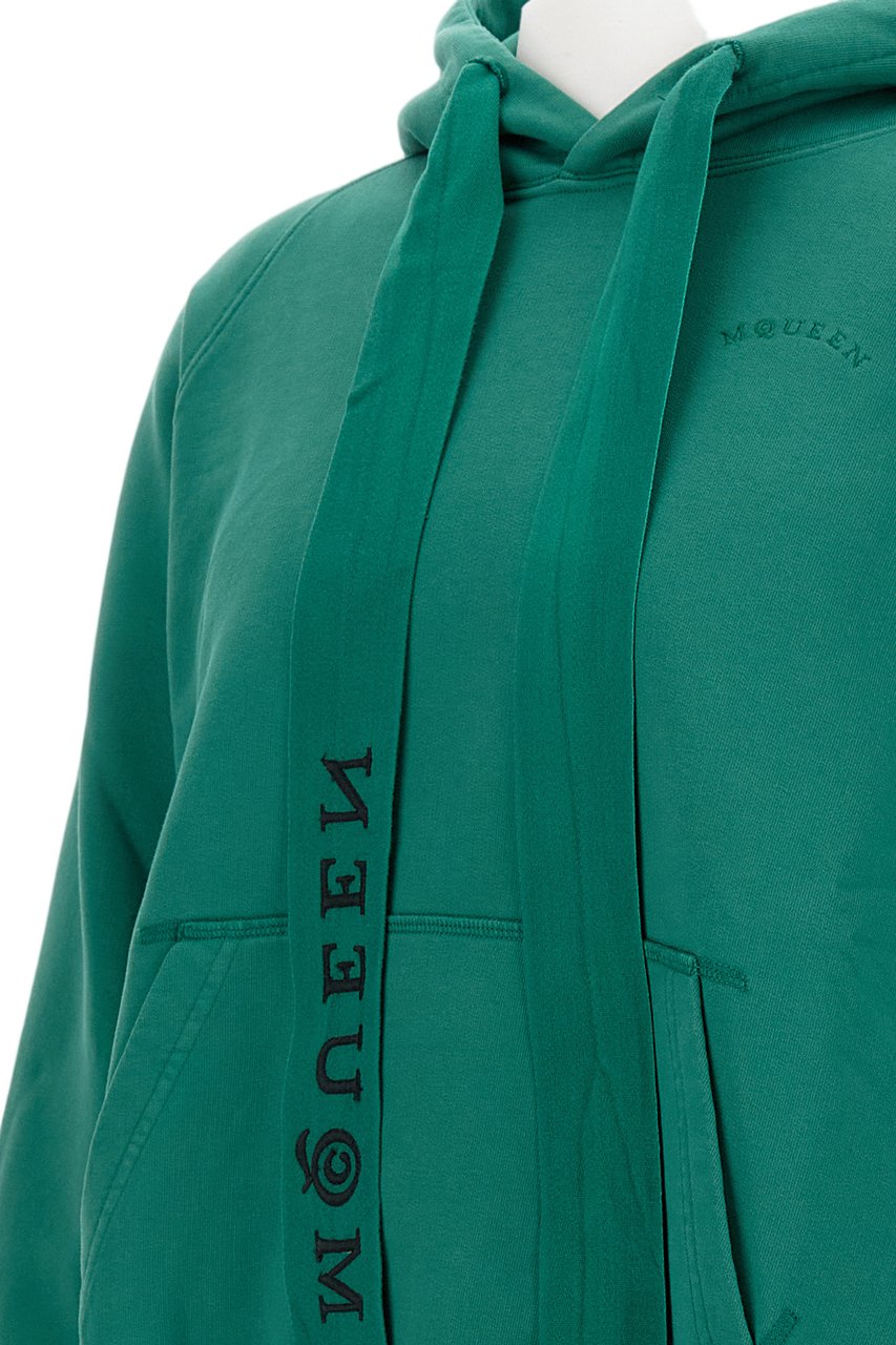 Alexander McQueen Regular Fit Hoodie With Wide Drawstring And Front Pocket Groen