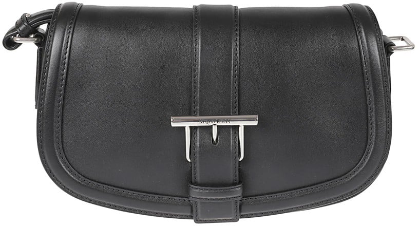 Alexander McQueen Mcqueen T-Bar Satchel With Antique Silver Hardware Zwart