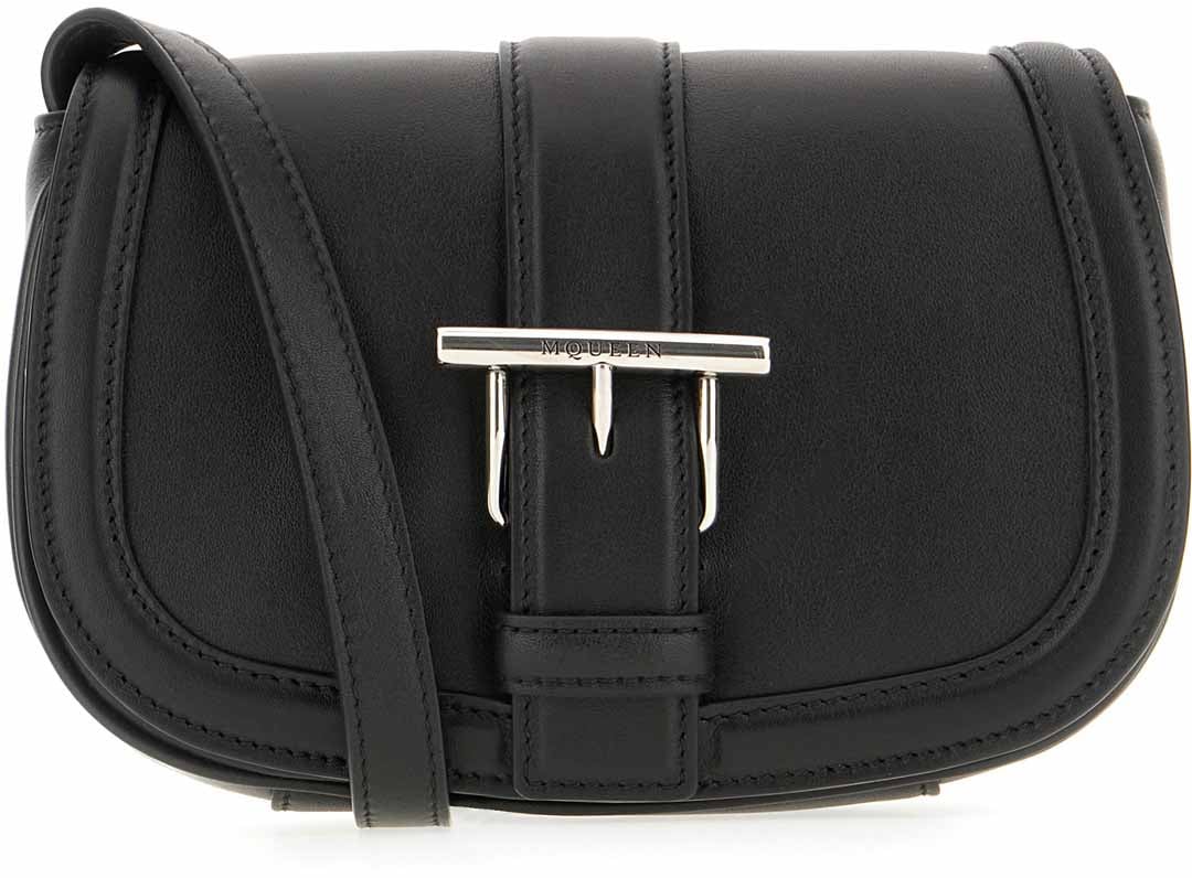 Alexander McQueen Alexander McQueen Black leather crossbody bag Zwart