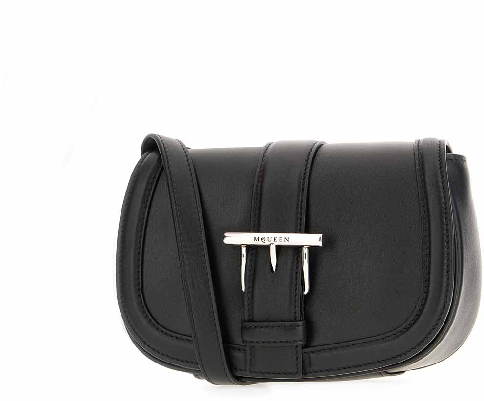 Alexander McQueen Alexander McQueen Black leather crossbody bag Zwart