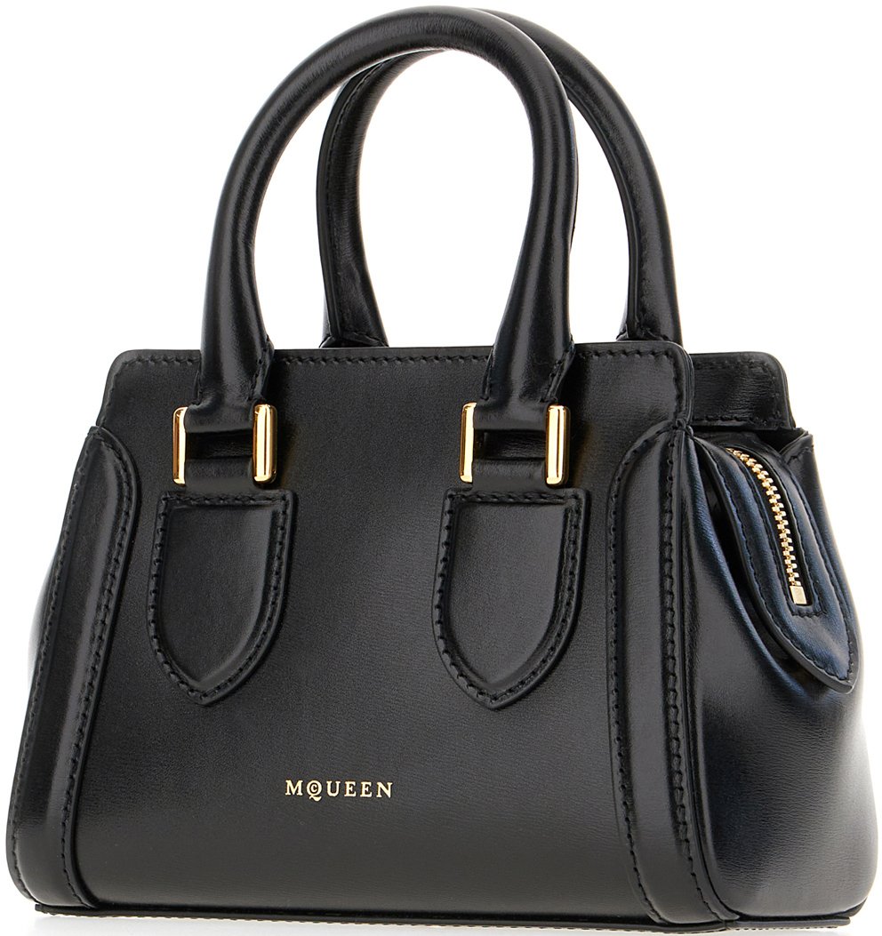 Alexander McQueen Alexander McQueen Black leather Birdee mini handbag Zwart