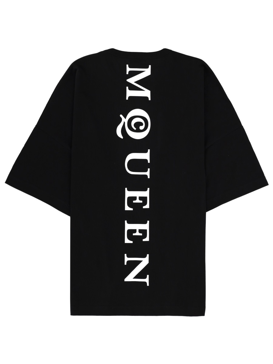 Alexander McQueen Relaxed Fit Back Vertical Logo T-Shirt Zwart