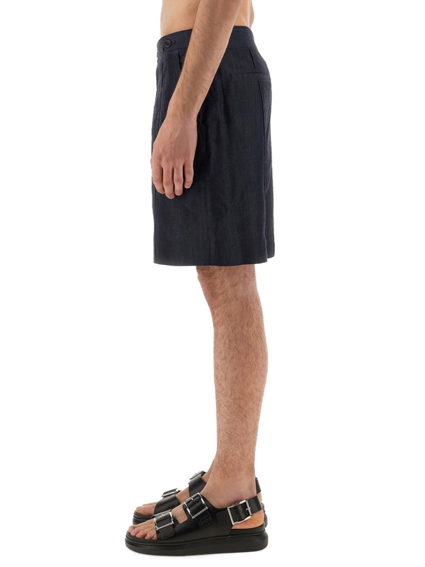 Alexander McQueen Tailored Mid-Thigh Denim Shorts With Clean Finish Blauw