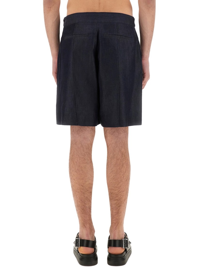Alexander McQueen Tailored Mid-Thigh Denim Shorts With Clean Finish Blauw