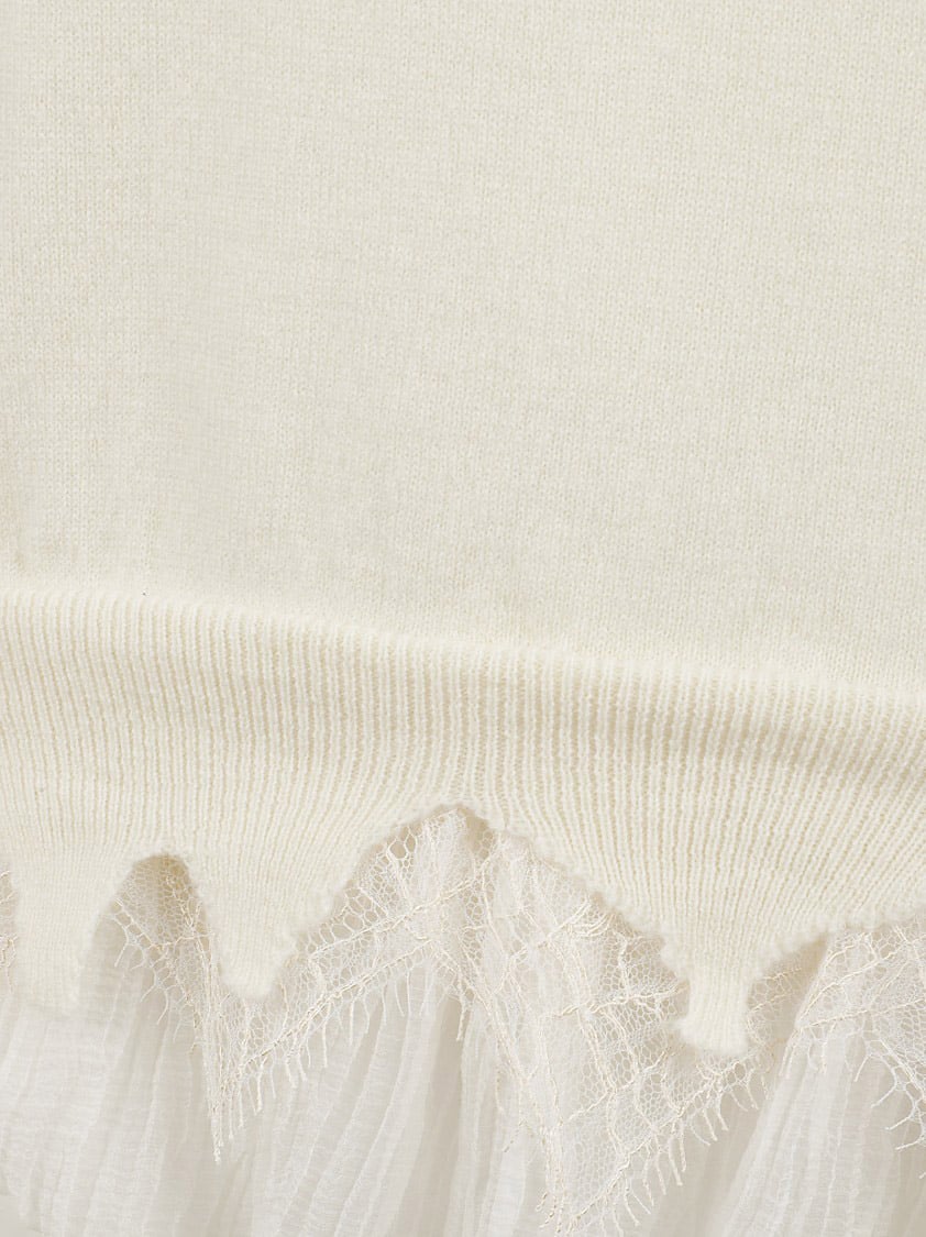 Alexander McQueen Wool-Cashmere Sweater With Lace Wit