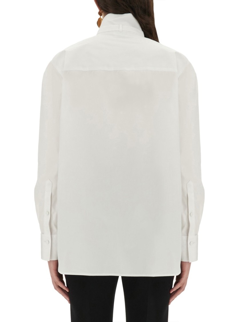 Alexander McQueen Structured White Tuxedo Shirt With Pleated Front Panel Wit