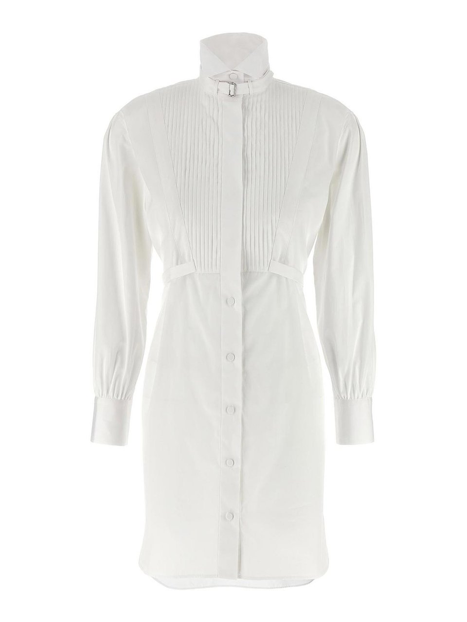 Alexander McQueen Structured High-Collar Dress With Pleated Bodice Wit