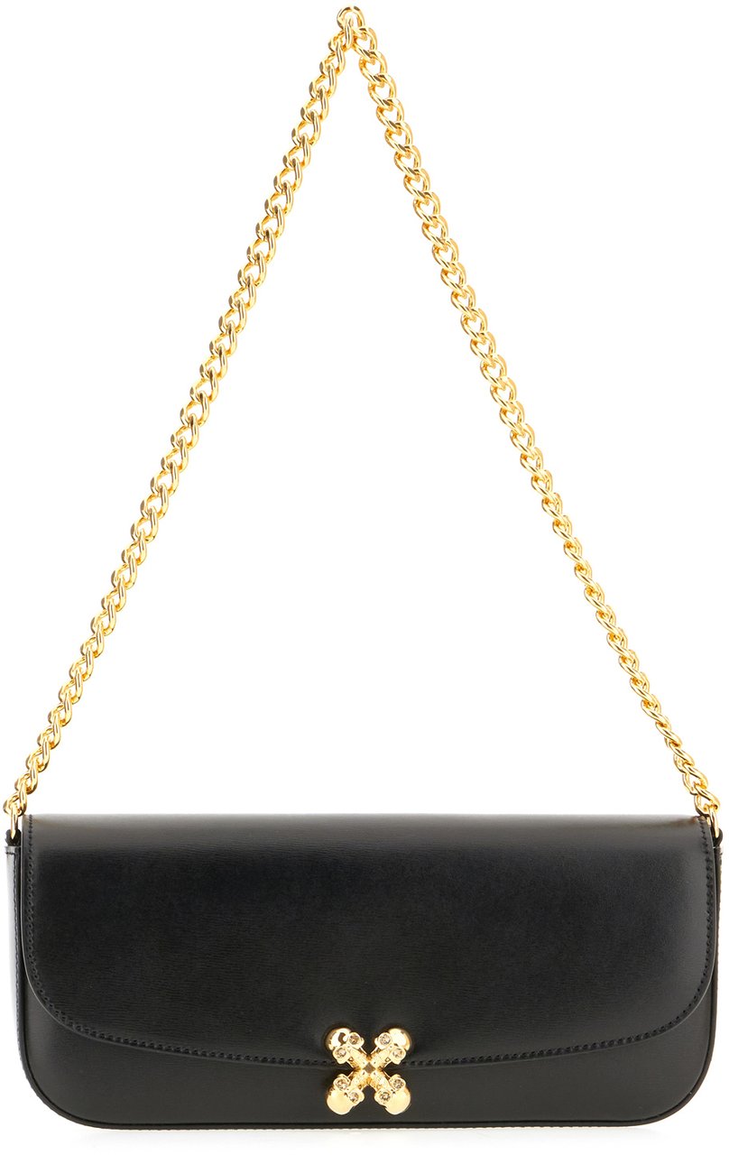 Alexander McQueen Alexander McQueen Black leather small Skull Flower shoulder bag Zwart