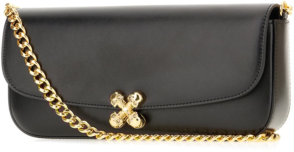 Alexander McQueen Alexander McQueen Black leather Skull Flower crossbody bag Zwart
