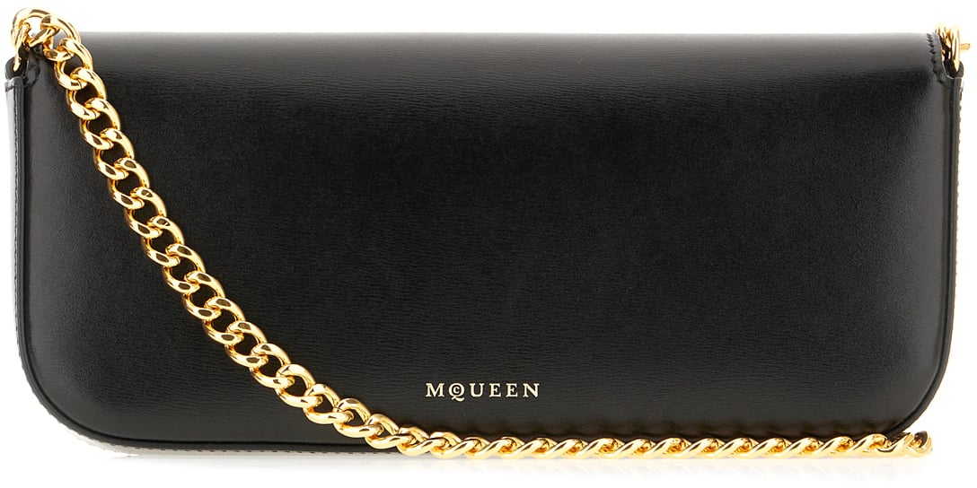 Alexander McQueen Alexander McQueen Black leather Skull Flower crossbody bag Zwart