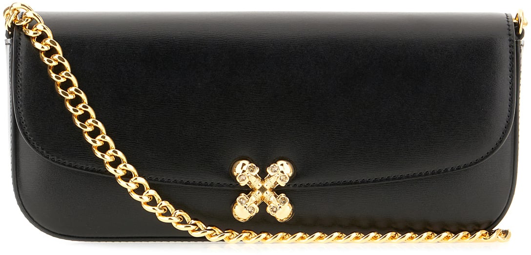 Alexander McQueen Alexander McQueen Black leather Skull Flower crossbody bag Zwart