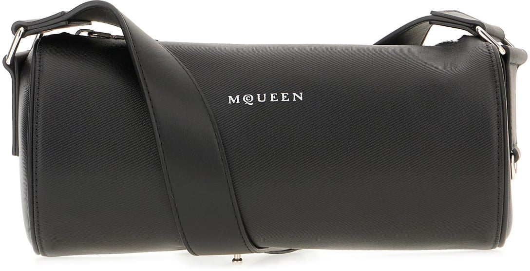 Alexander McQueen Alexander McQueen Black leather small Roller crossbody bag Zwart