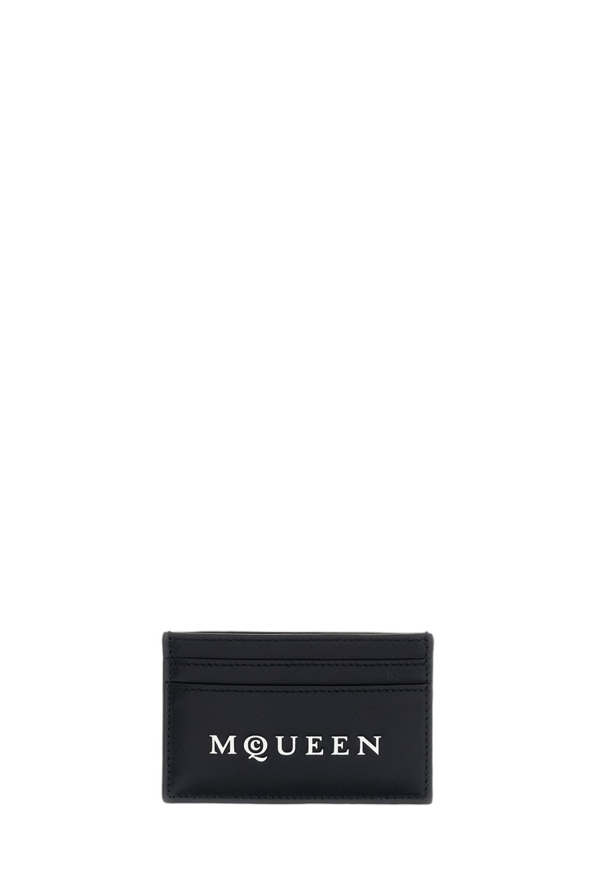 Alexander McQueen Neutrals Rectangular Dual Sided Logo Card Holder Zwart