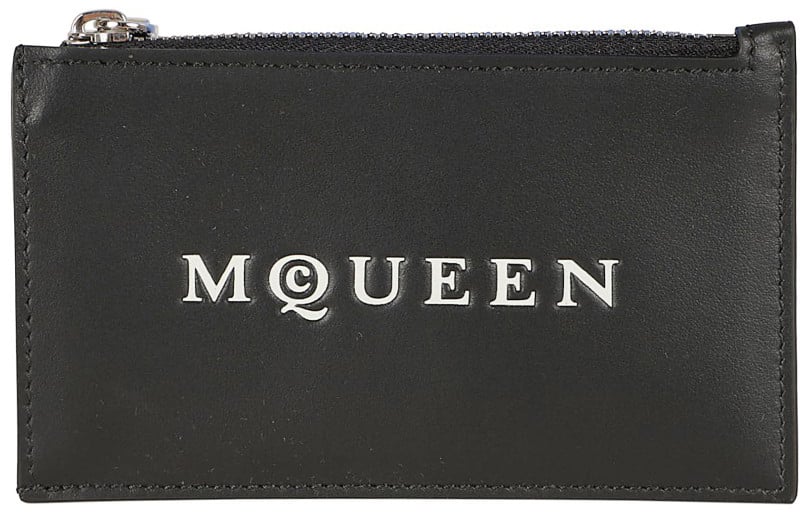 Alexander McQueen Black Calf Leather Wallet Zwart