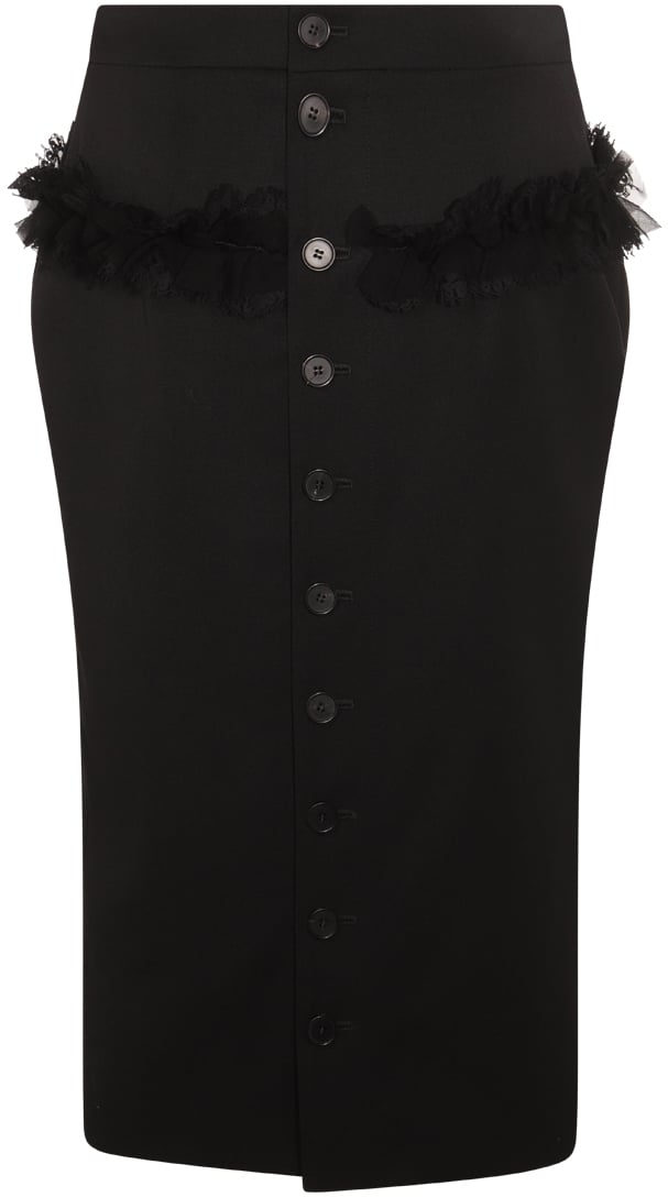 Alexander McQueen Black Wool Skirt Zwart