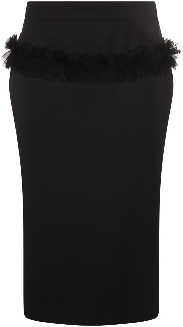 Alexander McQueen Black Wool Skirt Zwart