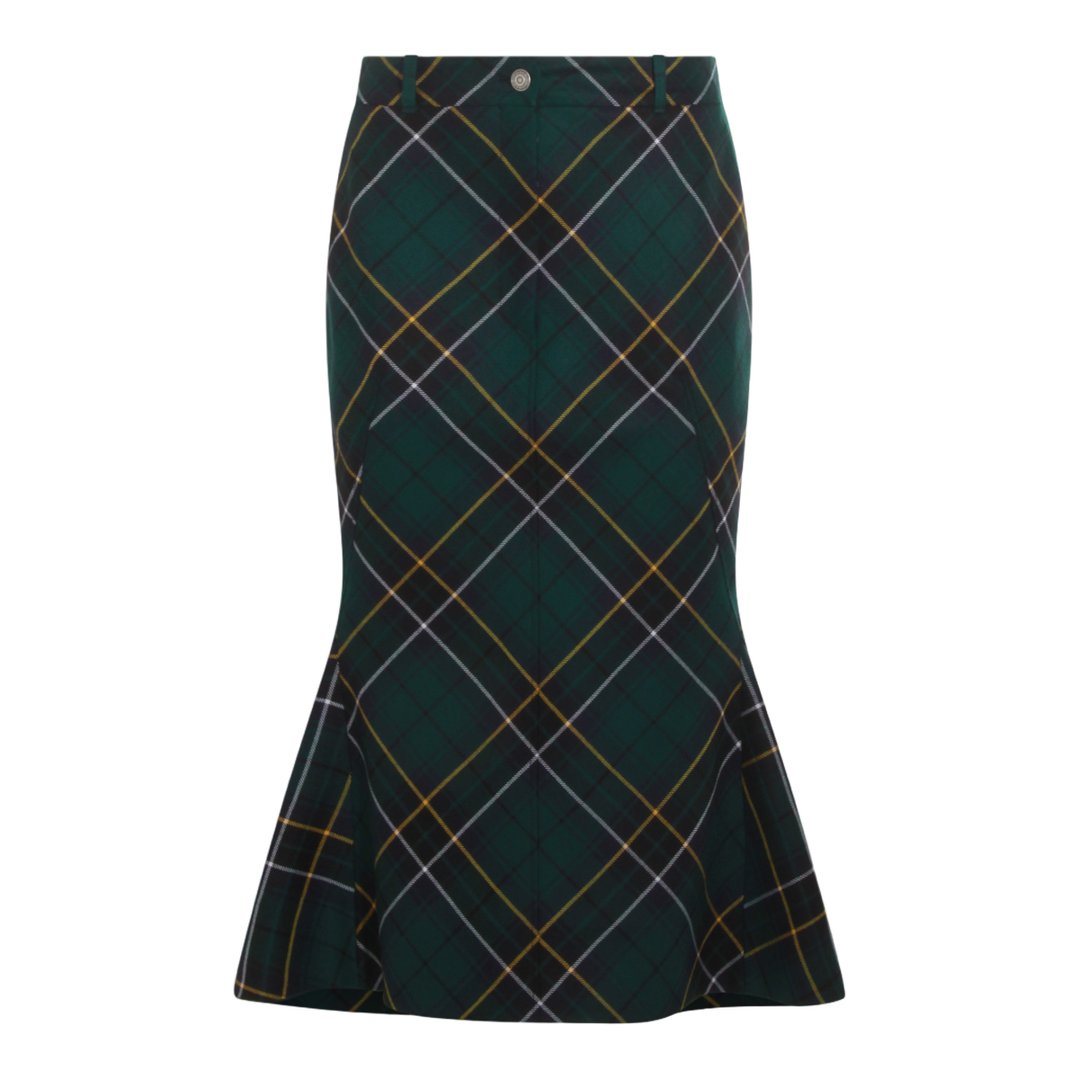 Alexander McQueen Fitted Tartan Plaid Midi Skirt Zwart