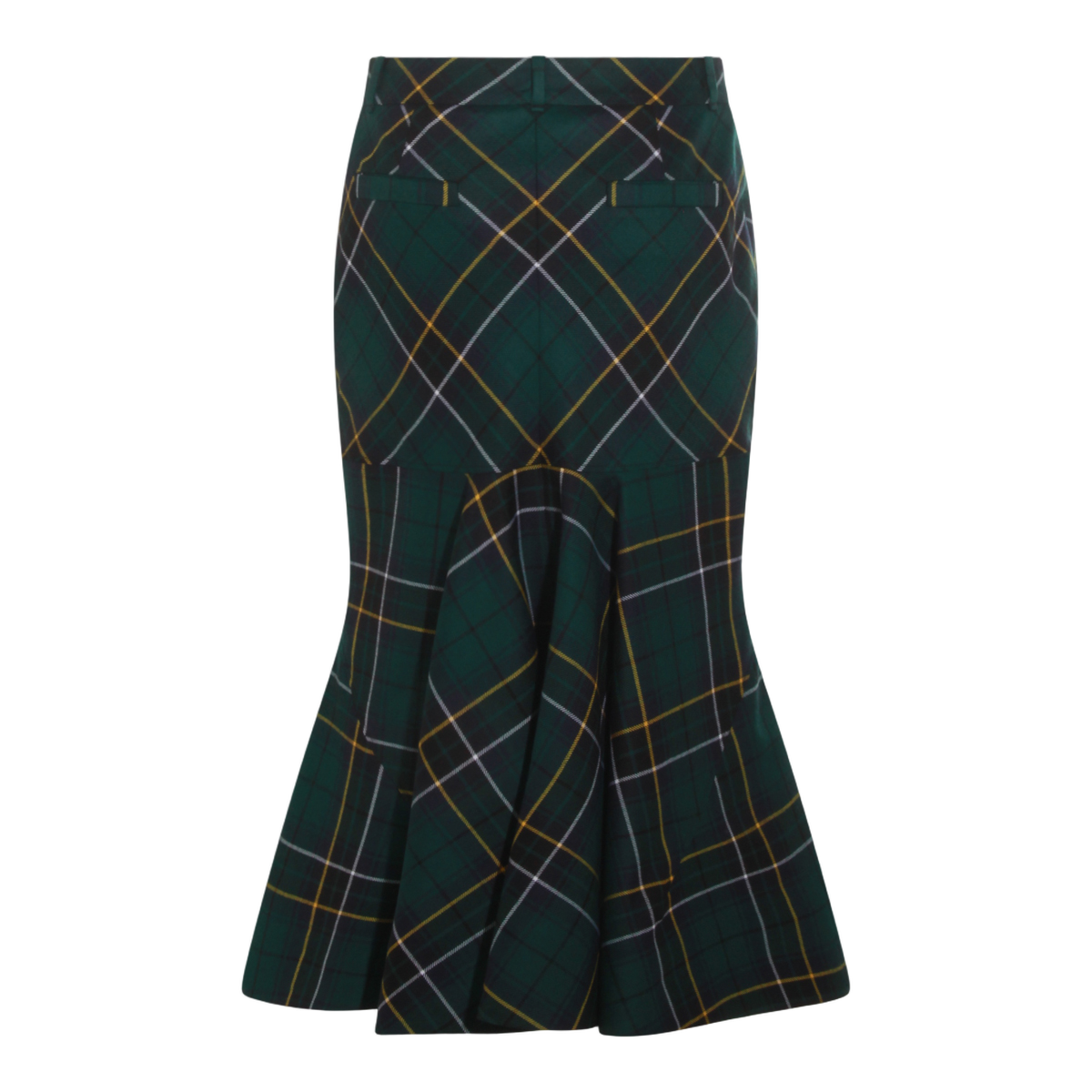 Alexander McQueen Fitted Tartan Plaid Midi Skirt Zwart