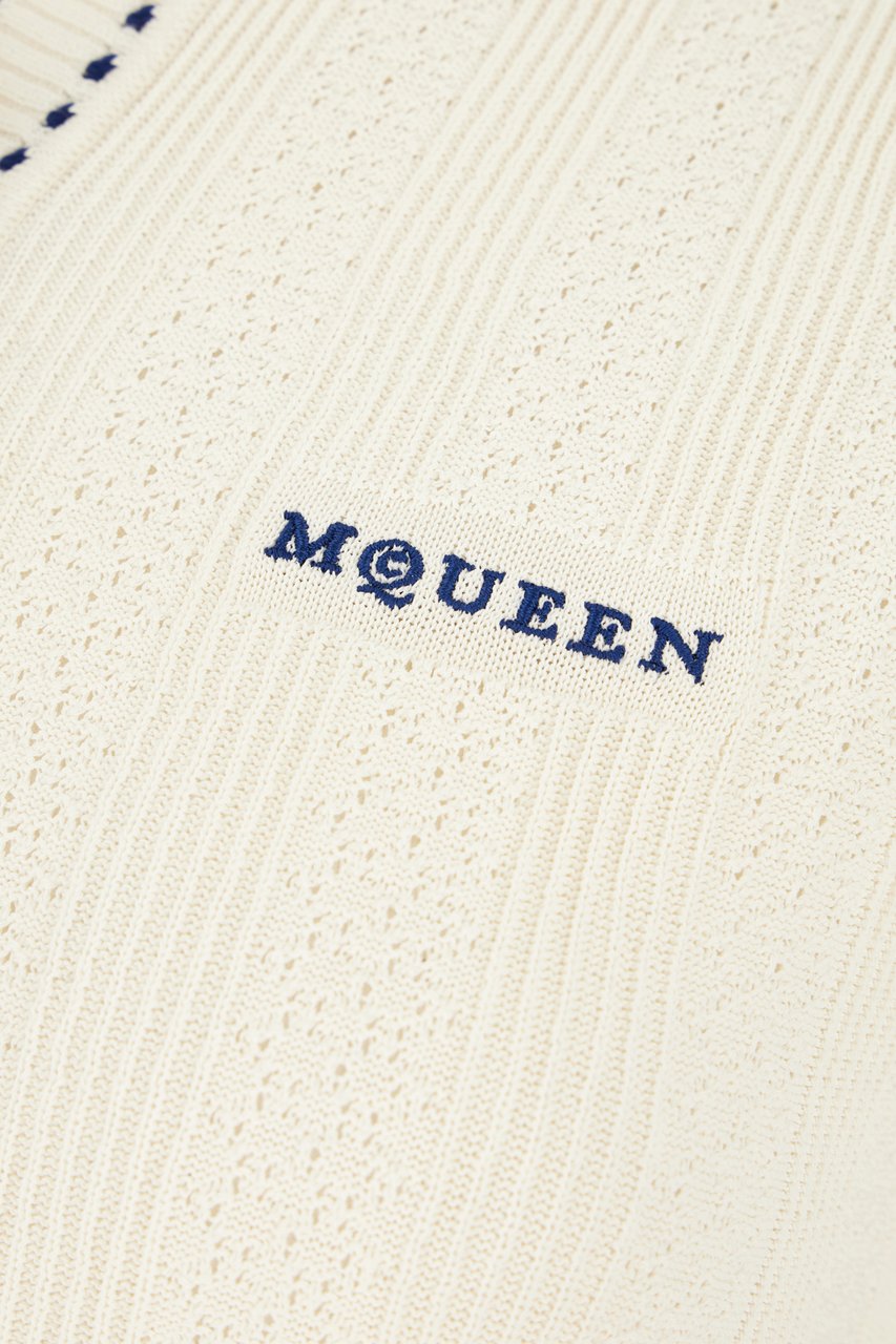 Alexander McQueen Alexander McQueen Ivory viscose blend polo shirt Neutraal