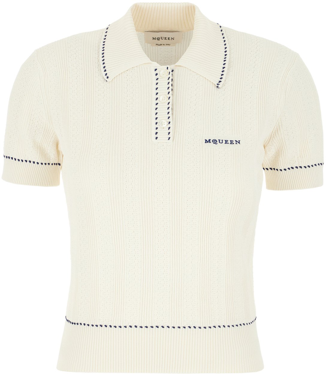 Alexander McQueen Alexander McQueen Ivory viscose blend polo shirt Neutraal