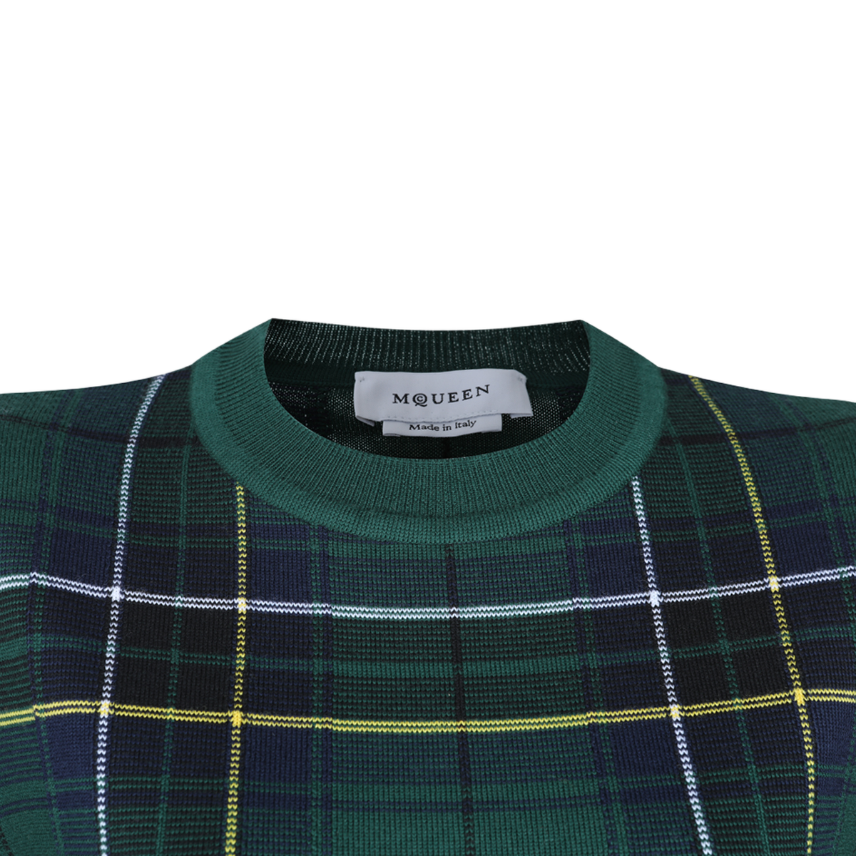 Alexander McQueen Plaid Knit Sweater with Ruffled Hem Zwart