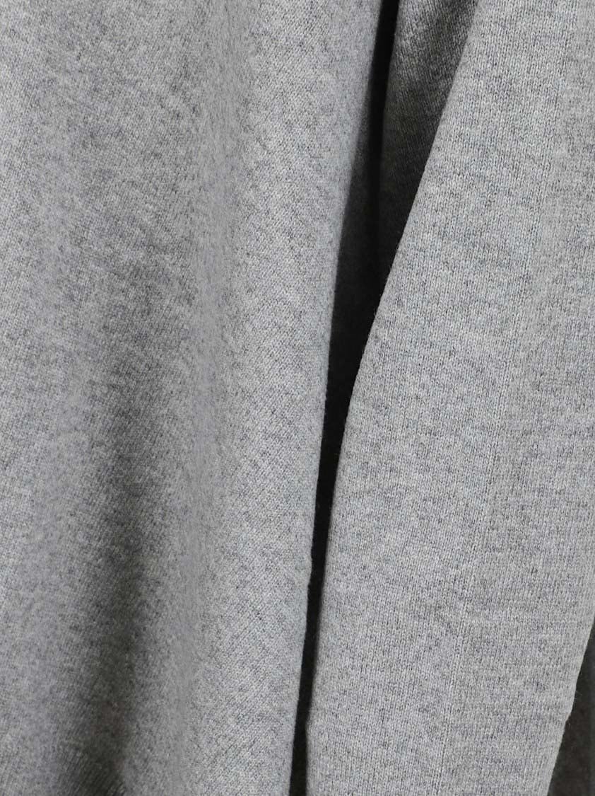 Alexander McQueen Asymmetric Hem Grey Cashmere Sweater With Ribbed Cuffs Grijs