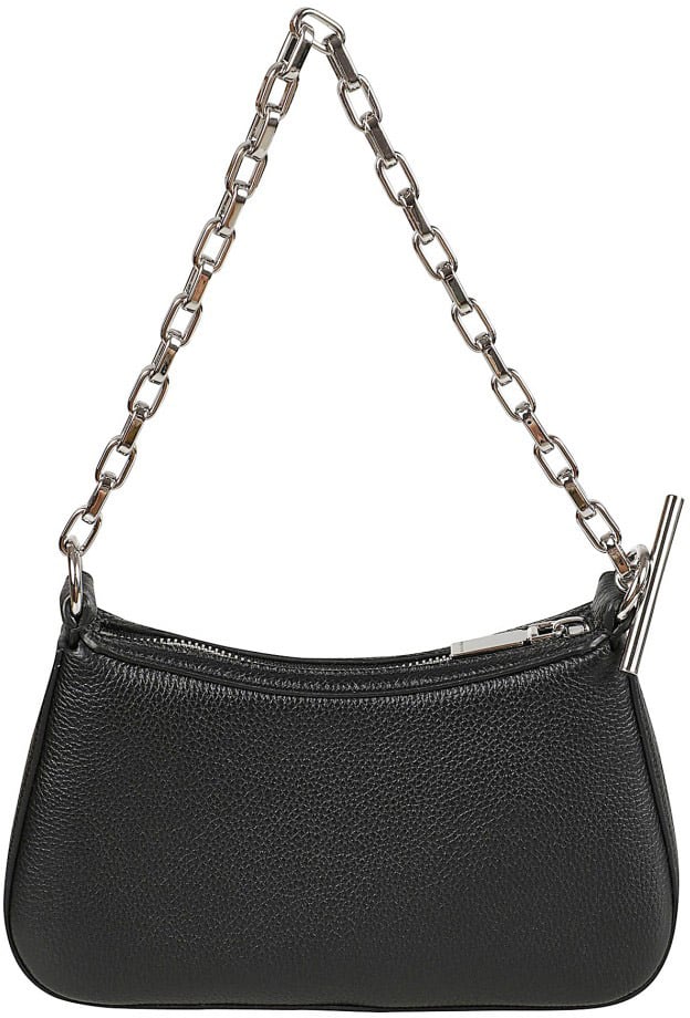 Alexander McQueen Rectangular Textured Leather Bag With Chain Strap Zwart