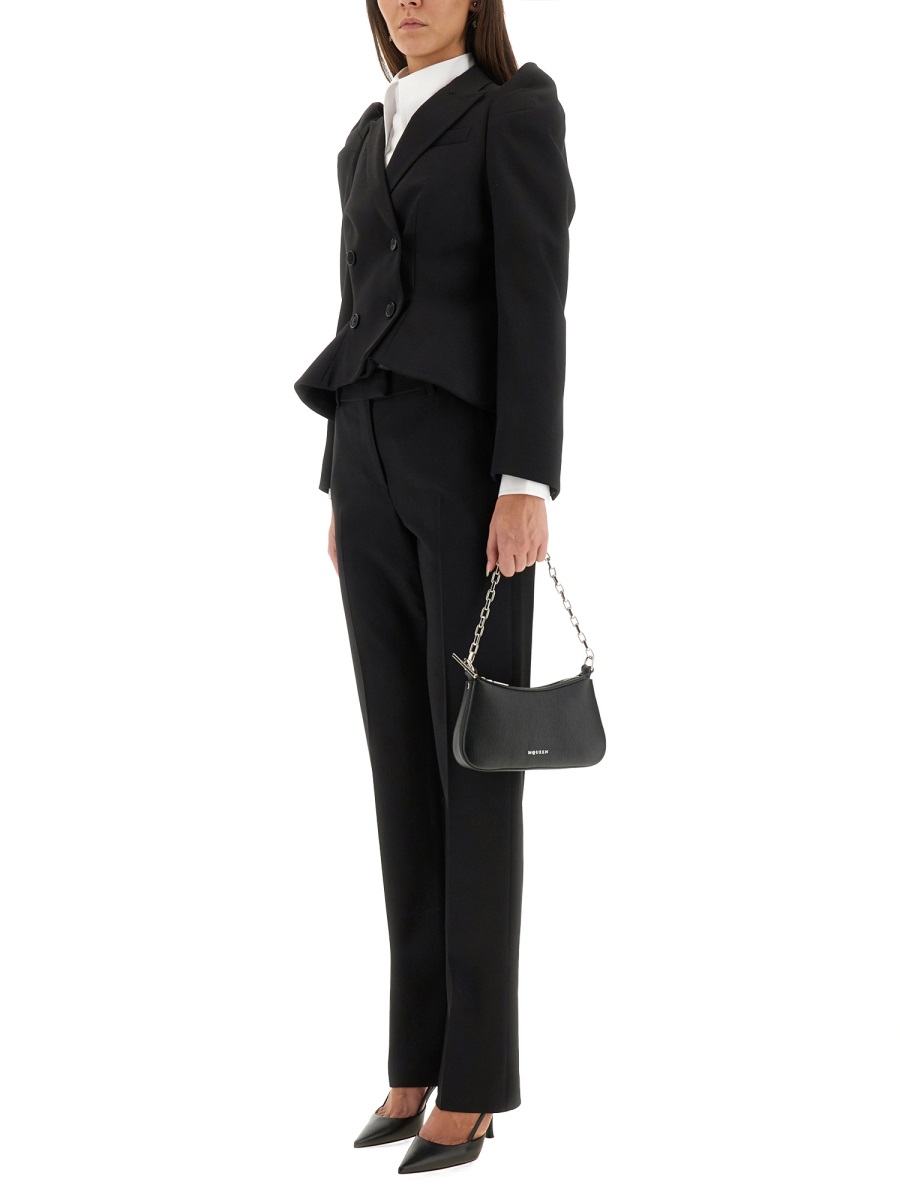 Alexander McQueen Wool Gabardine Tailored Formal Pants Zwart