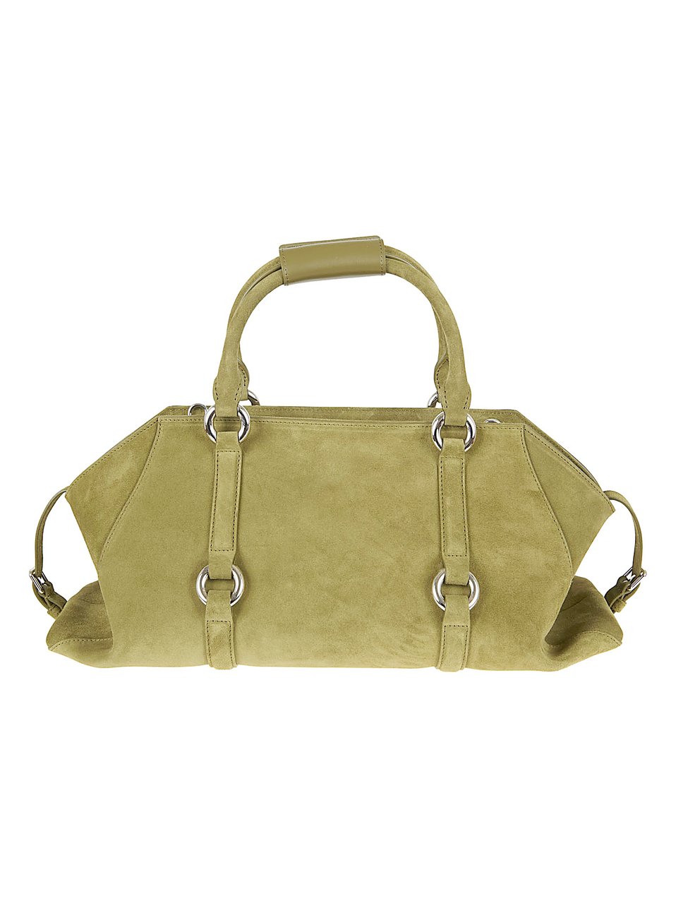 Alexander McQueen Elongated Suede Handbag with Adjustable Side Straps Groen