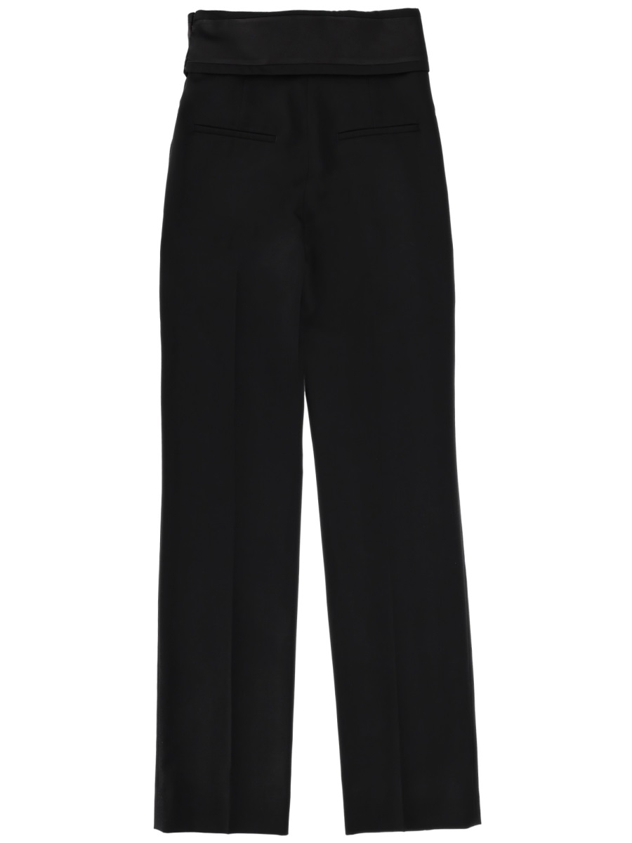 Alexander McQueen High Waisted Structured Waistband Wool Trousers Zwart