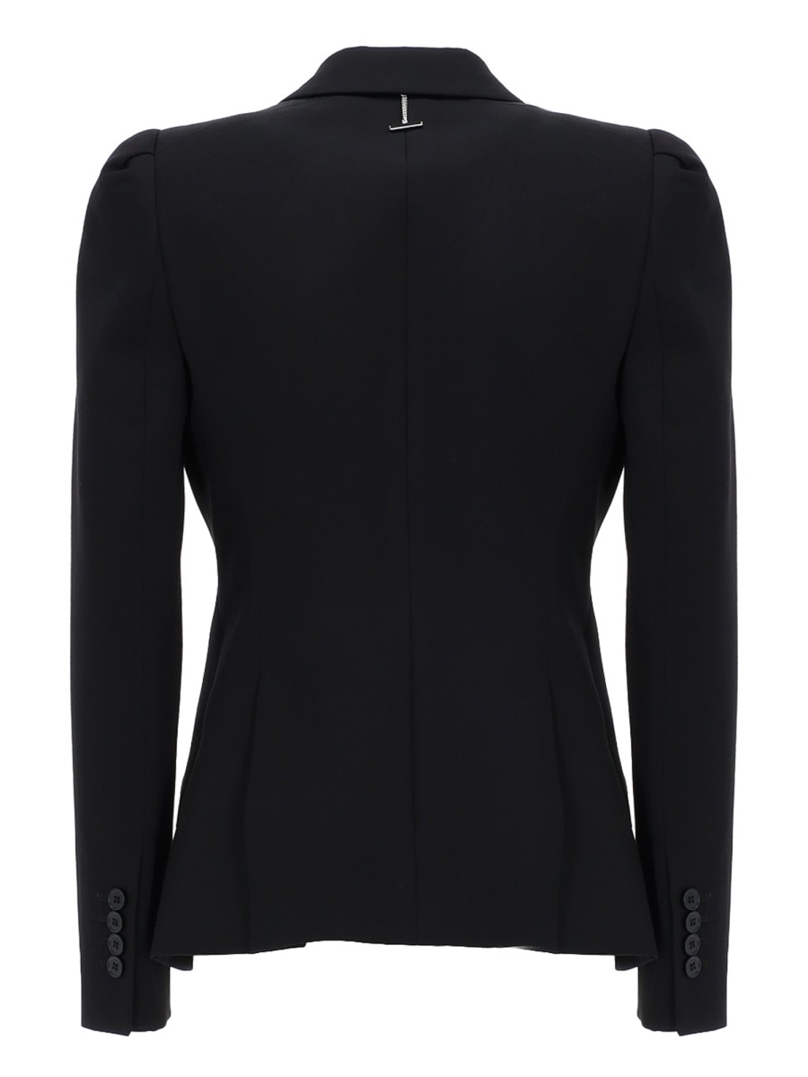 Alexander McQueen Neutrals Single Button Notched Lapel Wool Blazer Zwart