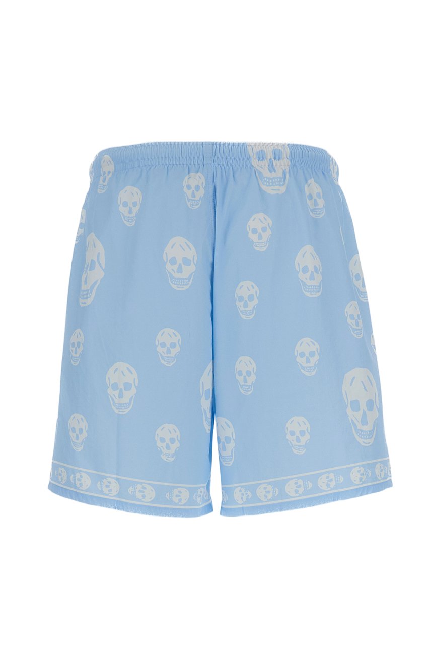Alexander McQueen Signature Iconic Skull Swim Shorts with Elasticated Waistband Blauw